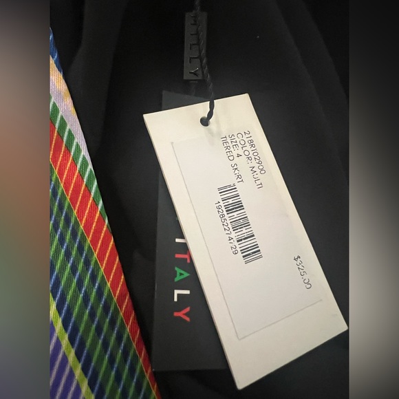 Milly Rainbow Stripes Tiered Twill Mini Skirt - Picture 5 of 5